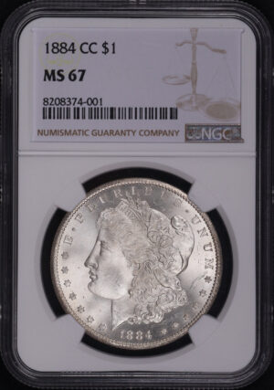 Obverse of this 1884-CC Morgan Dollar NGC MS-67
