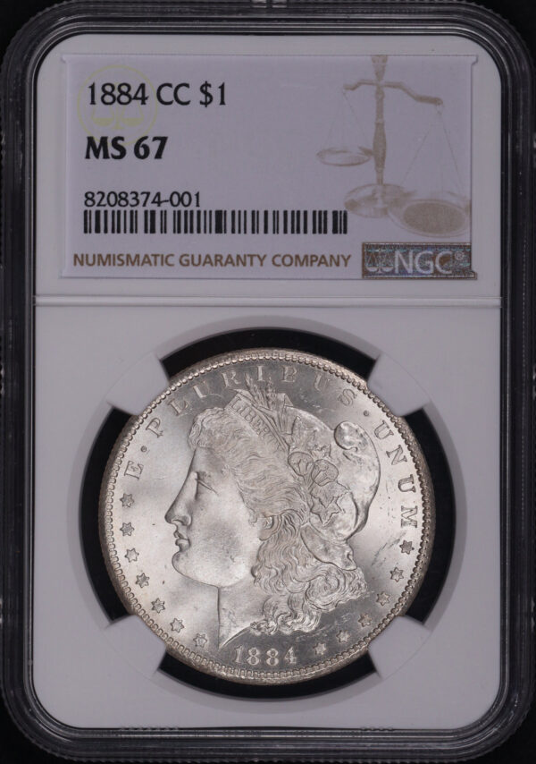 Obverse of this 1884-CC Morgan Dollar NGC MS-67