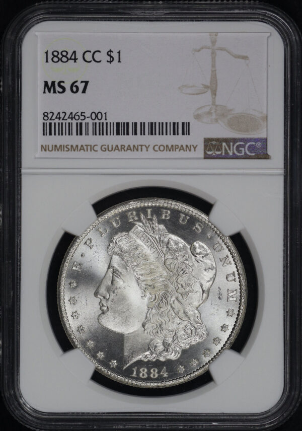 Obverse of this 1884-CC Morgan Dollar NGC MS-67