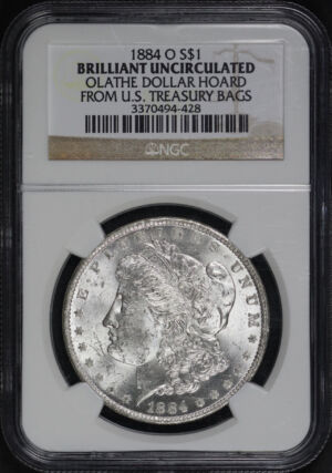 Obverse of this 1884-O Morgan Dollar NGC UNC-Olathe Dollar Hoard From U.S. Treasury Bags
