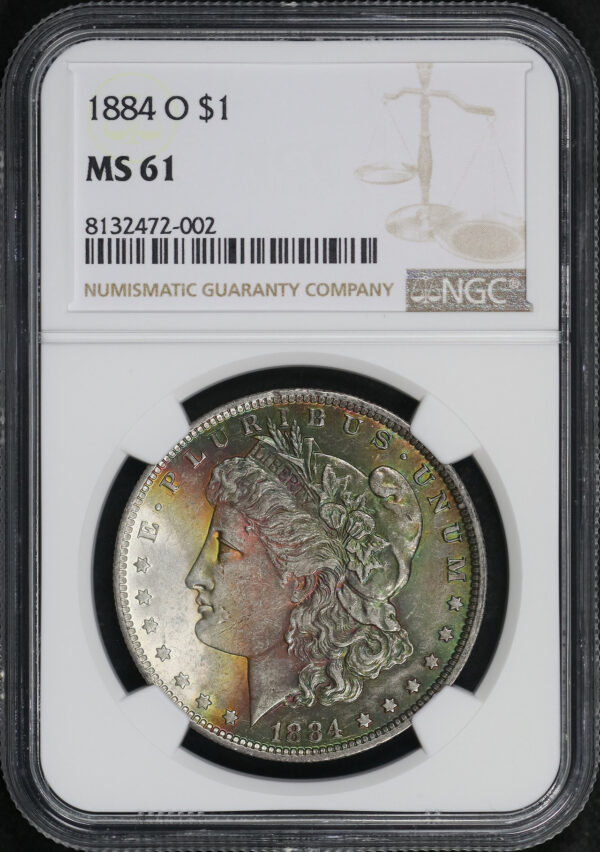 Obverse of this 1884-O Morgan Dollar NGC MS-61
