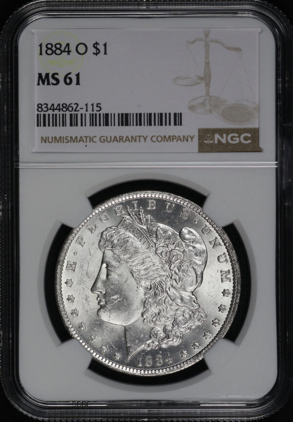 Obverse of this 1884-O Morgan Dollar NGC MS-61