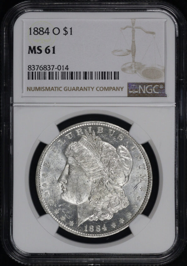 Obverse of this 1884-O Morgan Dollar NGC MS-61