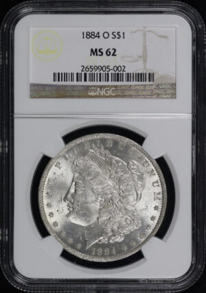 Obverse of this 1884-O Morgan Dollar NGC MS-62