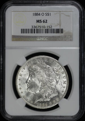 Obverse of this 1884-O Morgan Dollar NGC MS-62