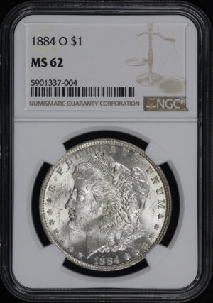 Obverse of this 1884-O Morgan Dollar NGC MS-62