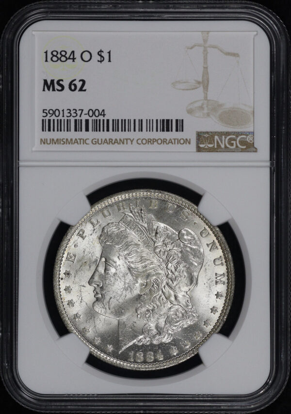 Obverse of this 1884-O Morgan Dollar NGC MS-62