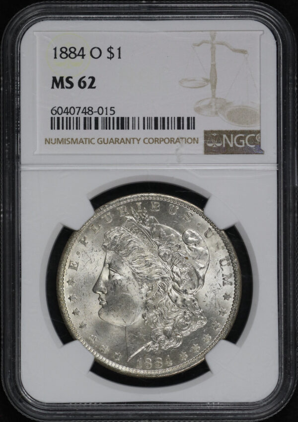 Obverse of this 1884-O Morgan Dollar NGC MS-62