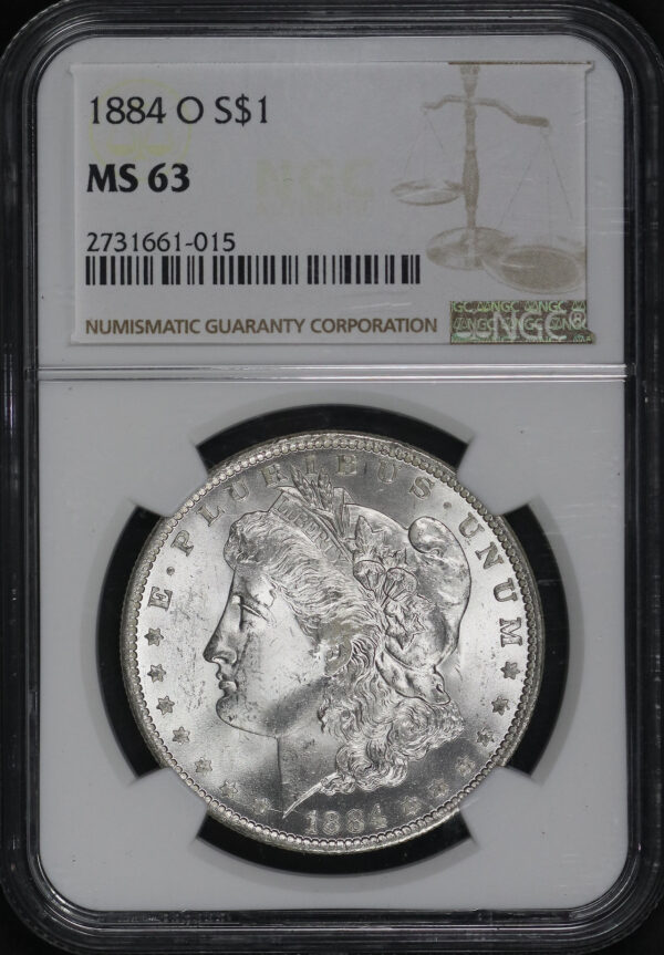 Obverse of this 1884-O Morgan Dollar NGC MS-63