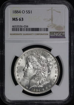 Obverse of this 1884-O Morgan Dollar NGC MS-63