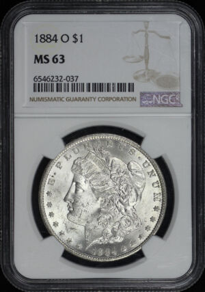 Obverse of this 1884-O Morgan Dollar NGC MS-63
