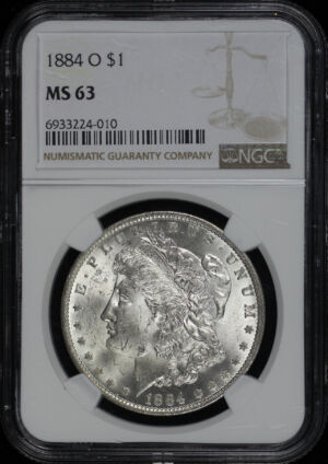 Obverse of this 1884-O Morgan Dollar NGC MS-63