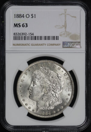 Obverse of this 1884-O Morgan Dollar NGC MS-63