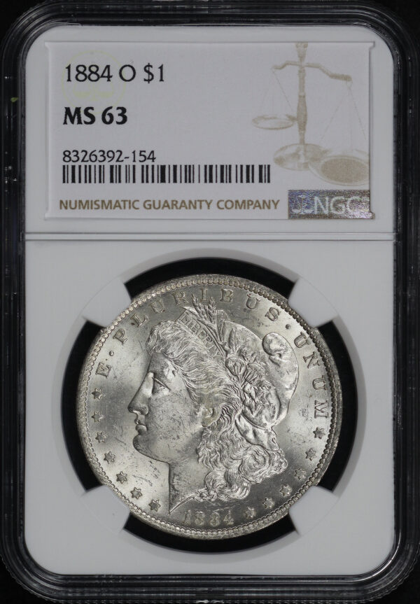 Obverse of this 1884-O Morgan Dollar NGC MS-63