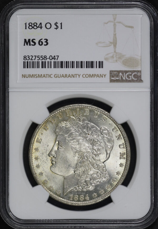 Obverse of this 1884-O Morgan Dollar NGC MS-63