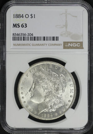 Obverse of this 1884-O Morgan Dollar NGC MS-63