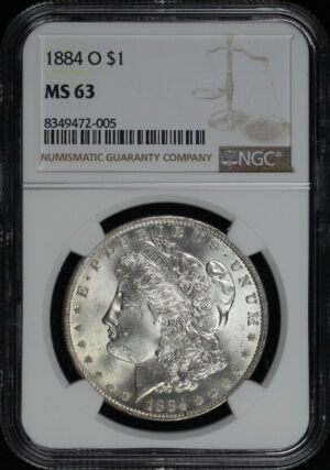 Obverse of this 1884-O Morgan Dollar NGC MS-63