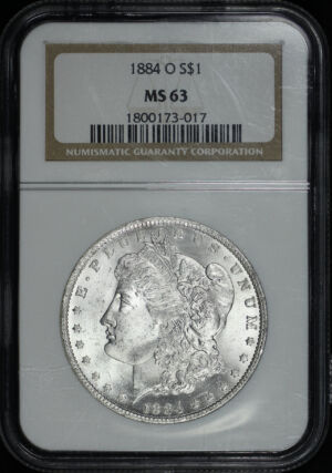 Obverse of this 1884-O Morgan Dollar NGC MS-63