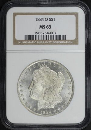 Obverse of this 1884-O Morgan Dollar NGC MS-63