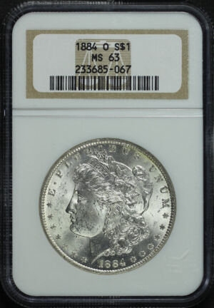 Obverse of this 1884-O Morgan Dollar NGC MS-63