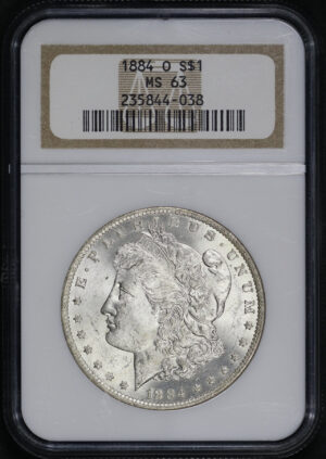 Obverse of this 1884-O Morgan Dollar NGC MS-63