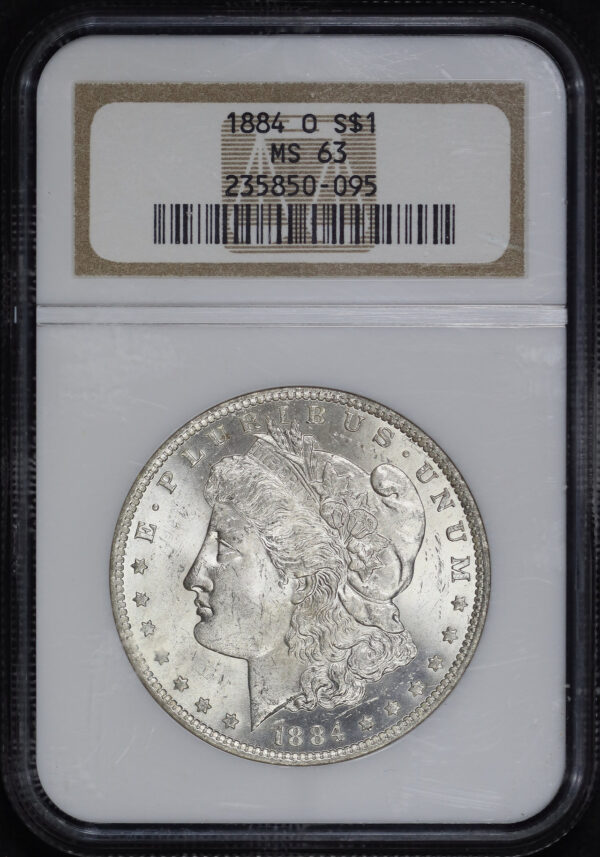 Obverse of this 1884-O Morgan Dollar NGC MS-63