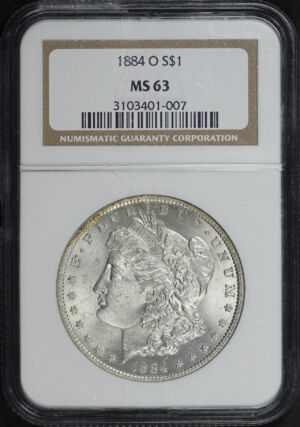 Obverse of this 1884-O Morgan Dollar NGC MS-63