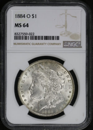 Obverse of this 1884-O Morgan Dollar NGC MS-64