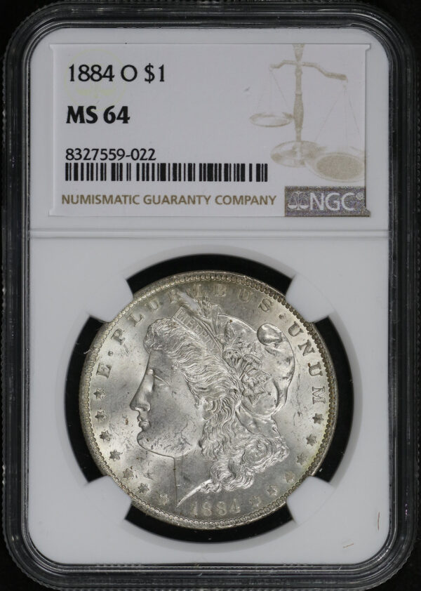 Obverse of this 1884-O Morgan Dollar NGC MS-64