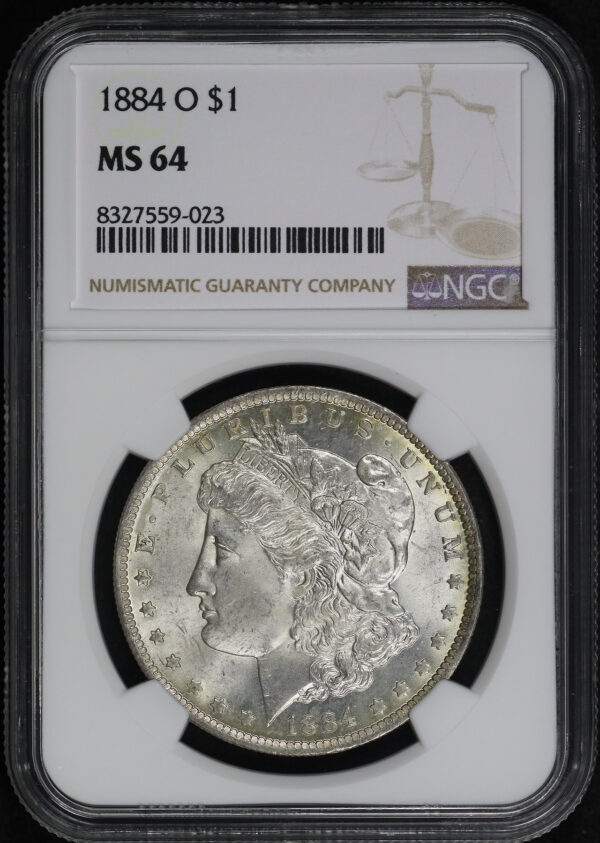 Obverse of this 1884-O Morgan Dollar NGC MS-64