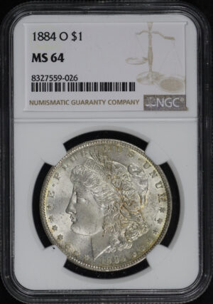 Obverse of this 1884-O Morgan Dollar NGC MS-64