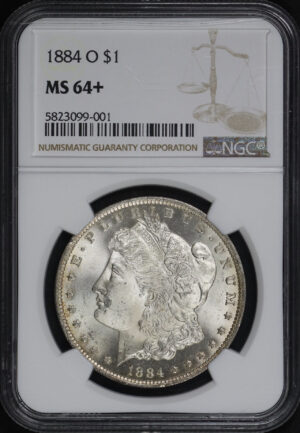 Obverse of this 1884-O Morgan Dollar NGC MS-64+