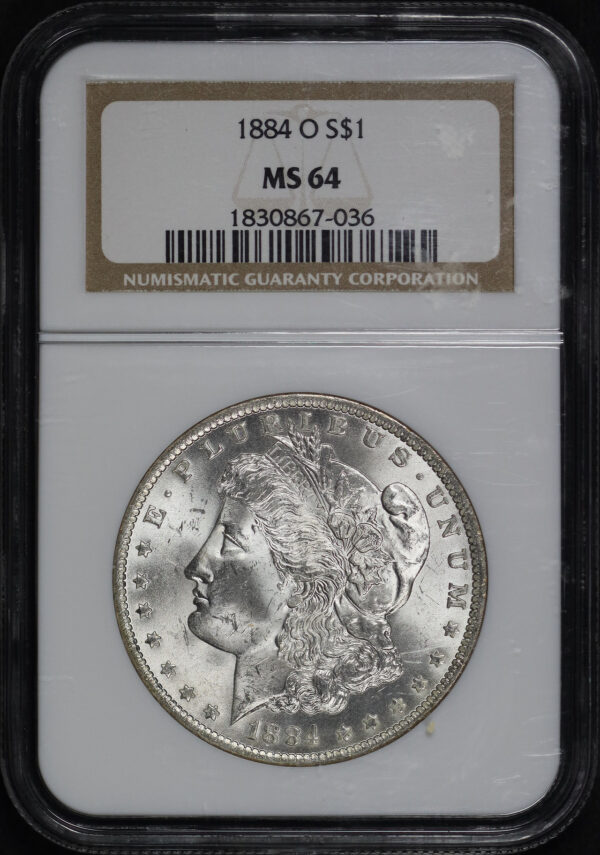 Obverse of this 1884-O Morgan Dollar NGC MS-64