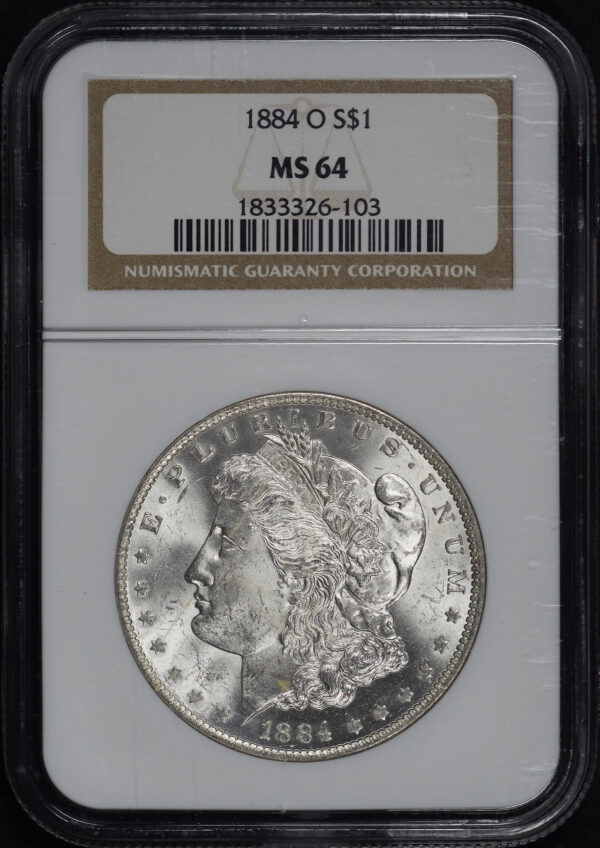 Obverse of this 1884-O Morgan Dollar NGC MS-64