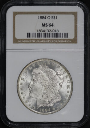 Obverse of this 1884-O Morgan Dollar NGC MS-64