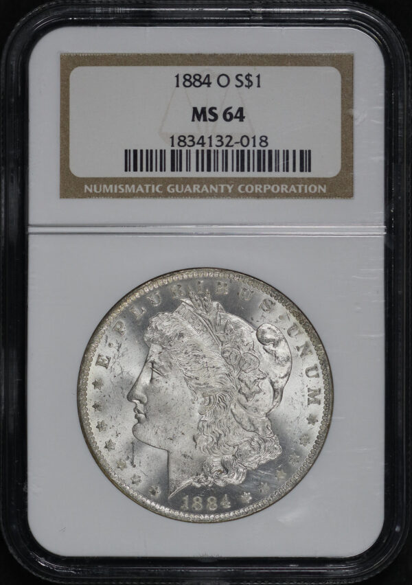 Obverse of this 1884-O Morgan Dollar NGC MS-64