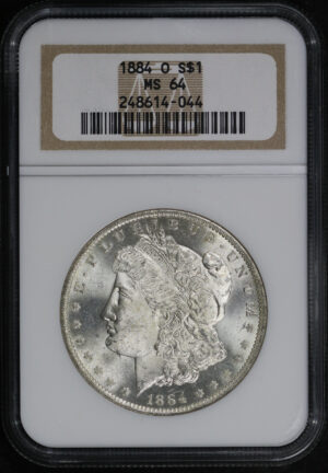 Obverse of this 1884-O Morgan Dollar NGC MS-64