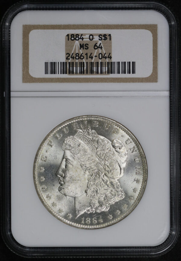 Obverse of this 1884-O Morgan Dollar NGC MS-64