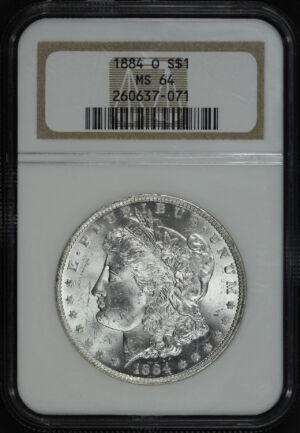 Obverse of this 1884-O Morgan Dollar NGC MS-64
