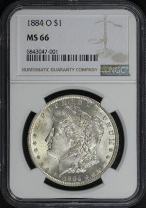 Obverse of this 1884-O Morgan Dollar NGC MS-66