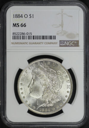 Obverse of this 1884-O Morgan Dollar NGC MS-66