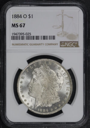 Obverse of this 1884-O Morgan Dollar NGC MS-67