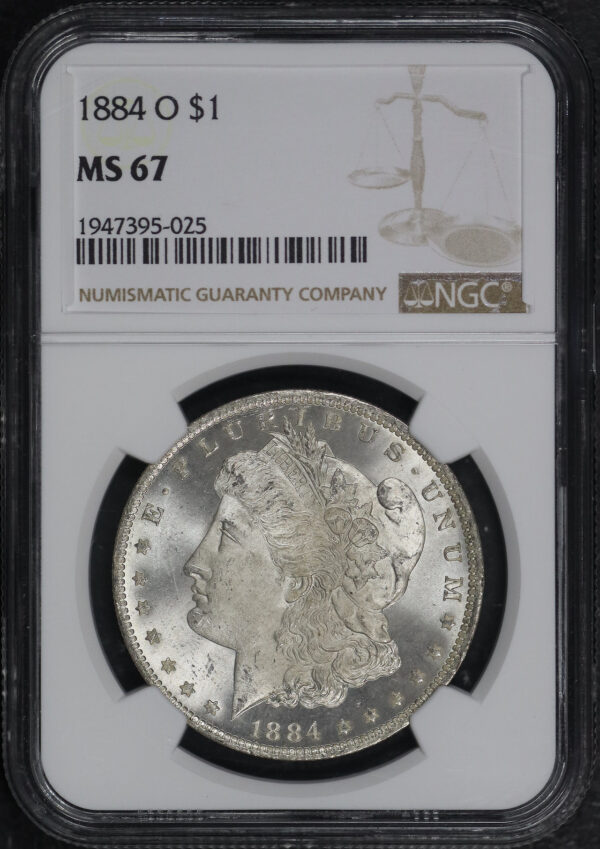 Obverse of this 1884-O Morgan Dollar NGC MS-67