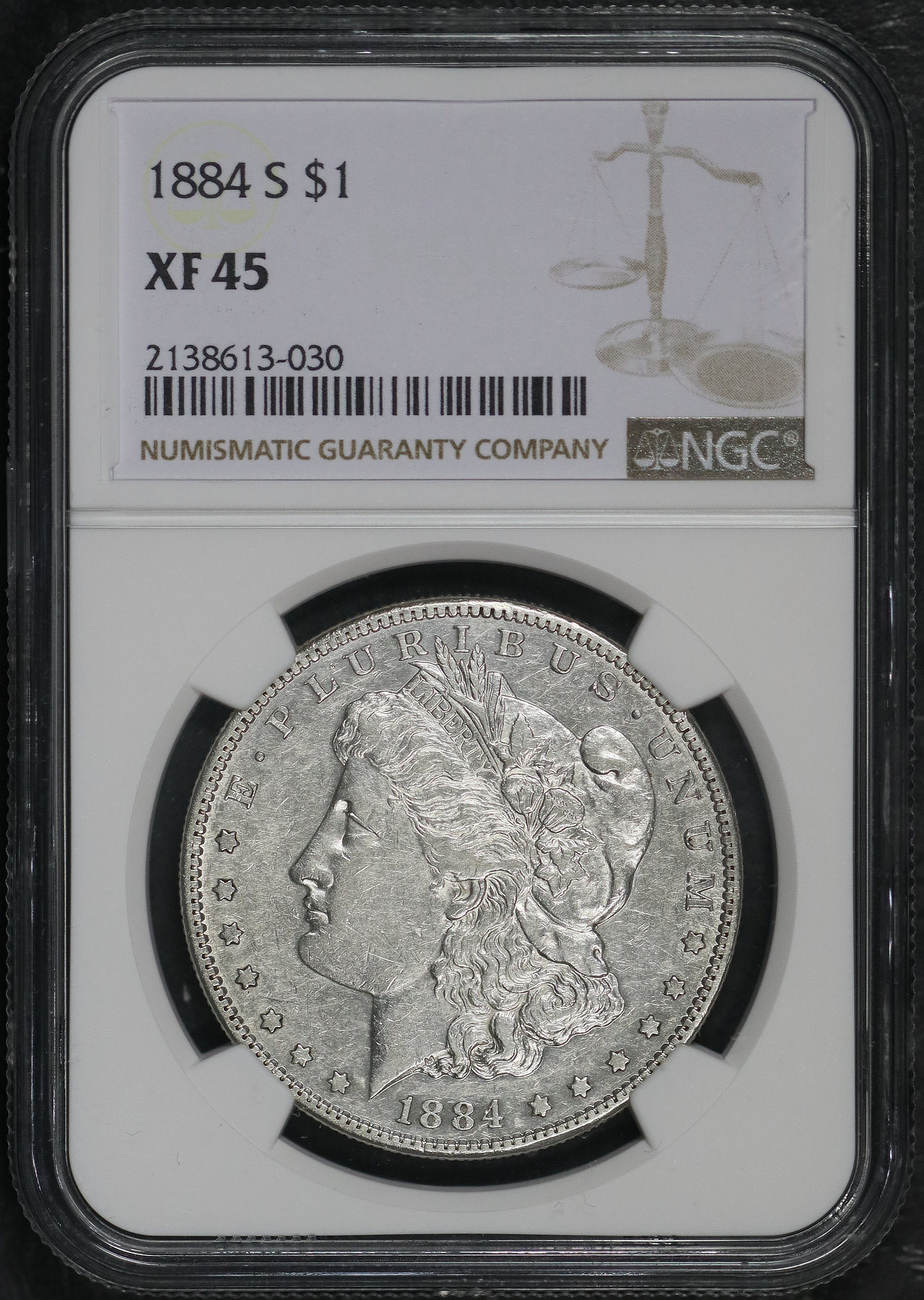 Obverse of this 1884-S Morgan Dollar NGC XF-45