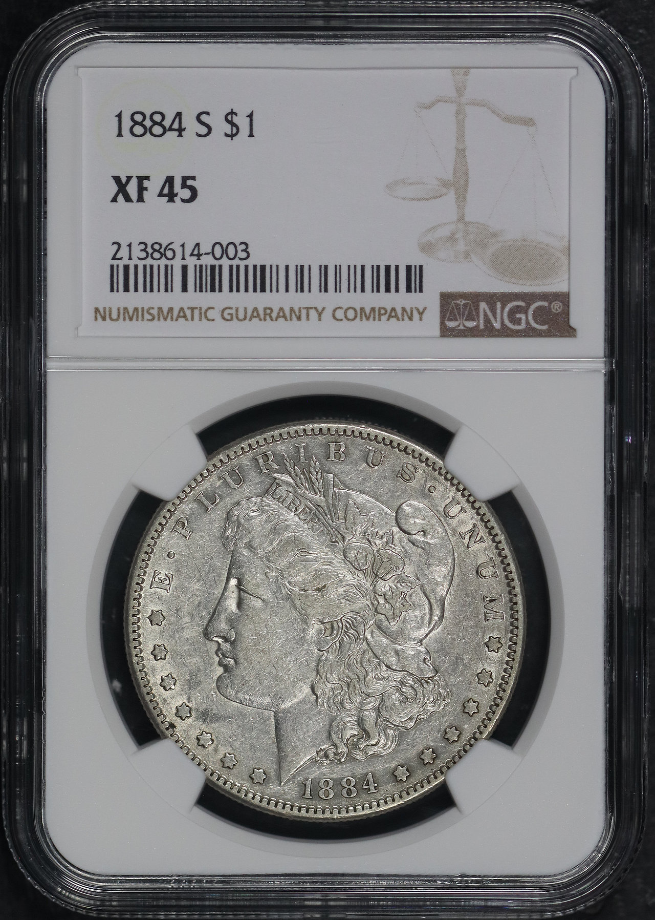 Obverse of this 1884-S Morgan Dollar NGC XF-45