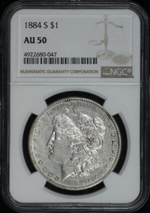 Obverse of this 1884-S Morgan Dollar NGC AU-50