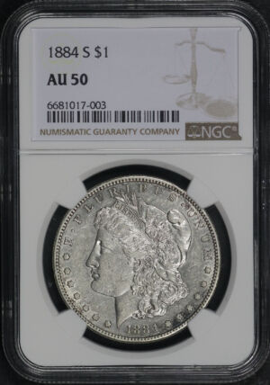 Obverse of this 1884-S Morgan Dollar NGC AU-50