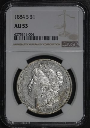 Obverse of this 1884-S Morgan Dollar NGC AU-53
