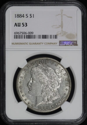 Obverse of this 1884-S Morgan Dollar NGC AU-53