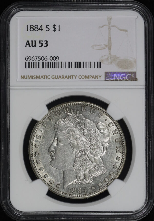 Obverse of this 1884-S Morgan Dollar NGC AU-53